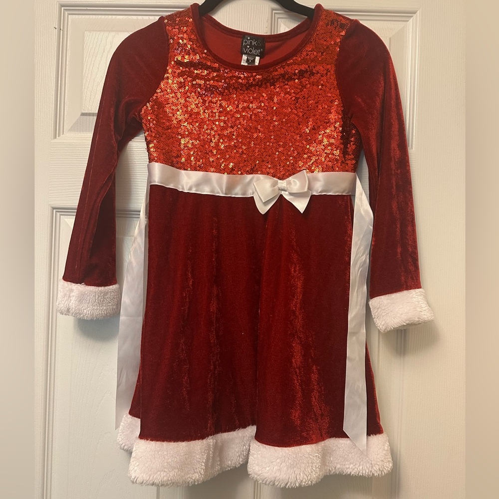 Pink & Violet Girls Christmas Holiday Sequin Dress size 8